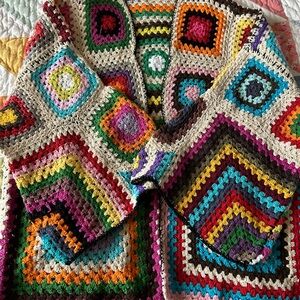 Saachi Granny Crochet Square Cardigan Multicolor One Size Fits Most